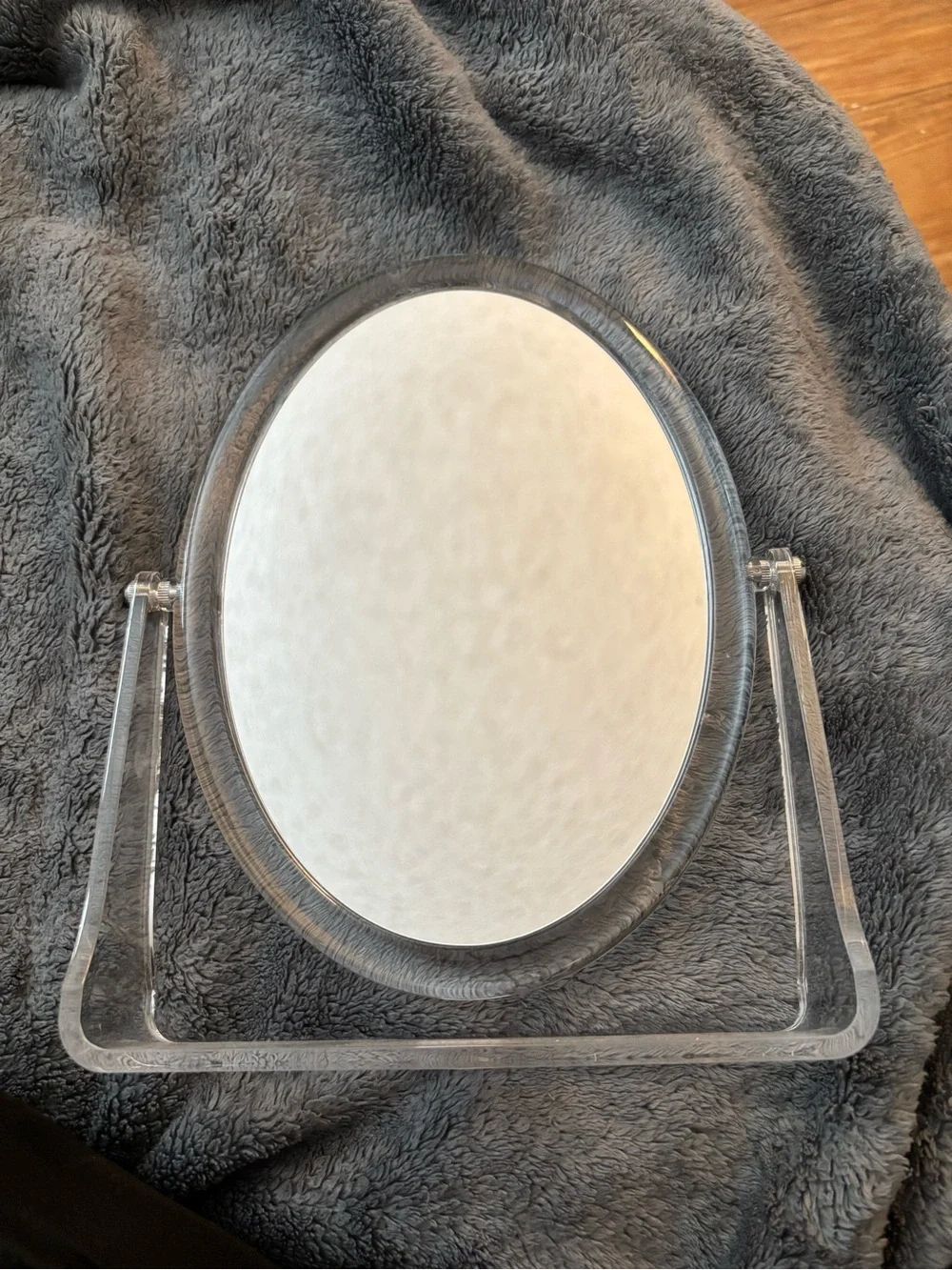 Clear Acrylic Oval Vanity Mirror -